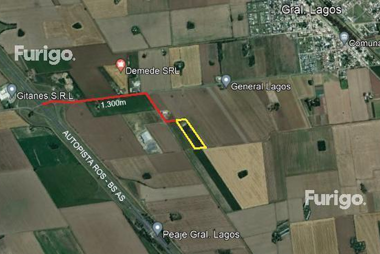 "TERRENO INDUSTRIAL". 25.500 metros cuadrados. Interesante fracción. A 1300 mts Autopista.